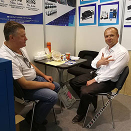 Customer have a meeting on exhibition
